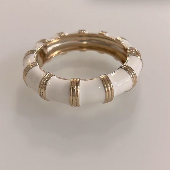 J. Crew Gold & White Enamel Cuff Bracelet. Hinged with magnetic closure. NWOT. - Picture 2 of 3